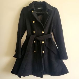 DKNY 4p Black Coat with gold buttons for women